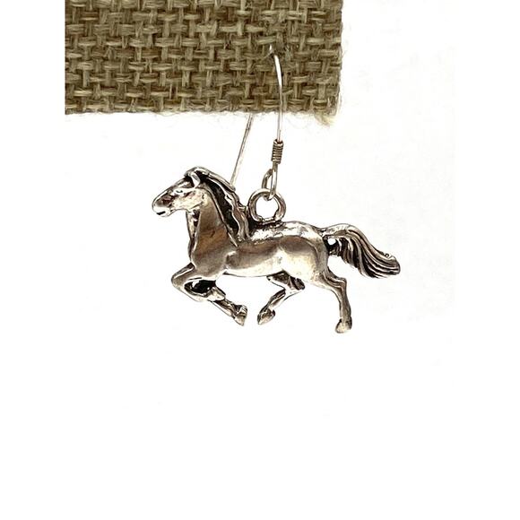 925 GS Sterling Silver Horses Earrings Drops Dangles Large - Picture 11 of 12